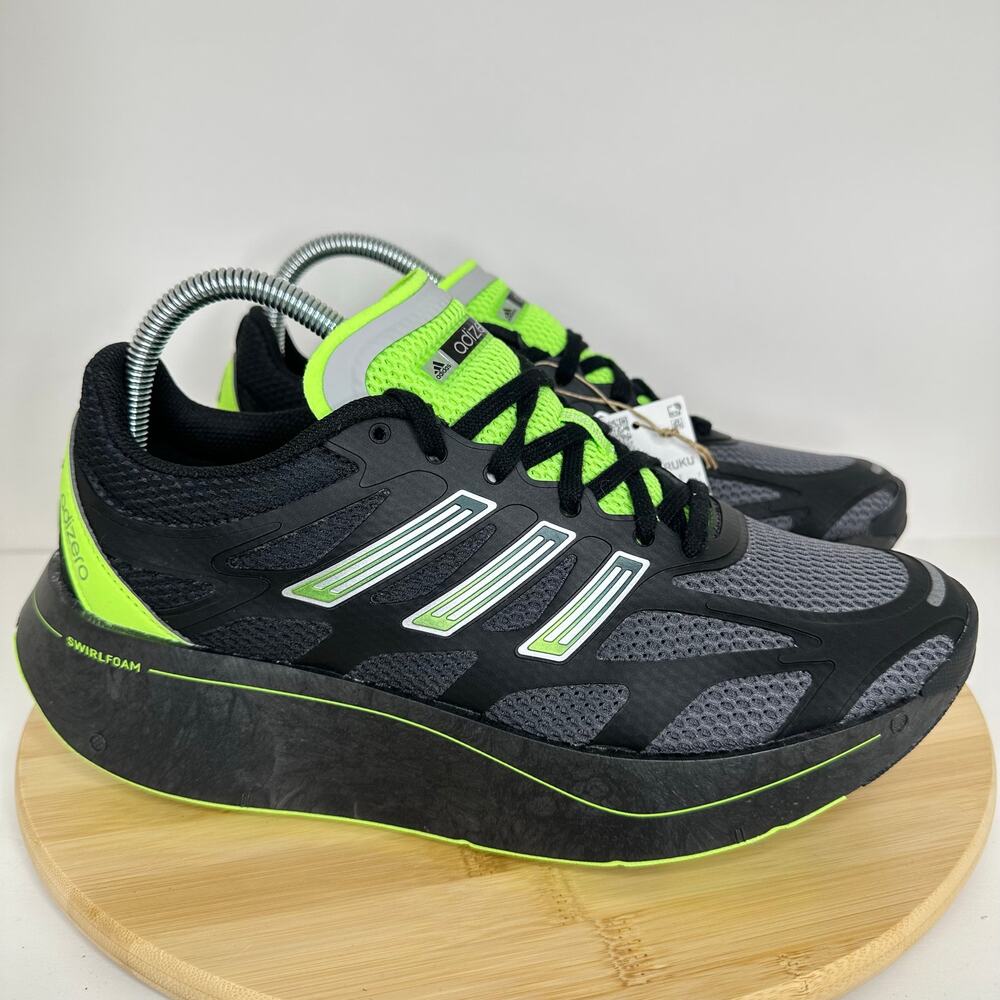Adidas Adizero Aruku Sneaker Shoes Casual Lace Up Black Neon Green Mens 10.5 NEW